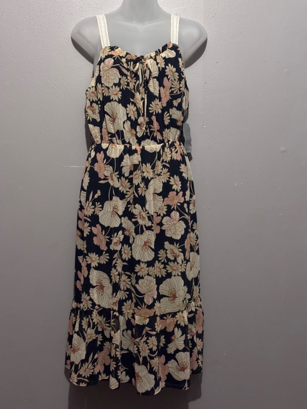 NWT Collective Concepts Navy+ Floral Boho Dress